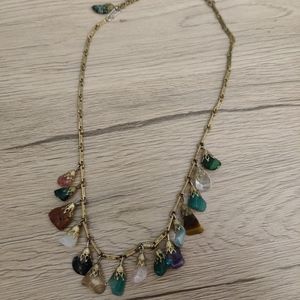 Vintage boho gemstone charm necklace